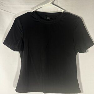 SHEIN Black Short Sleeve Stretch Tee Top Size M